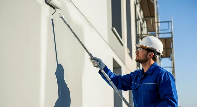 Exterior wall painting in downtown Raleigh